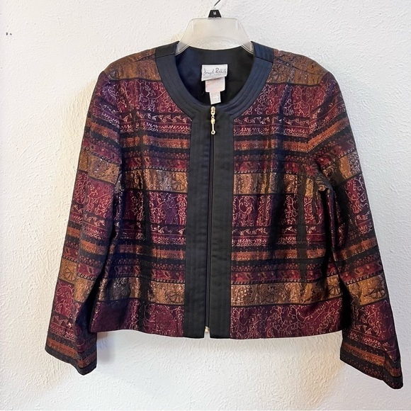 Vintage Joseph Ripkoff burgundy metallic sheen jacket - Picture 1 of 8